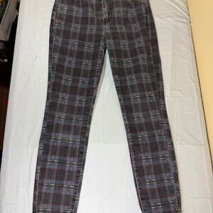 PAIGE Plaid Hoxton Ankle Jeans - Black and Blue